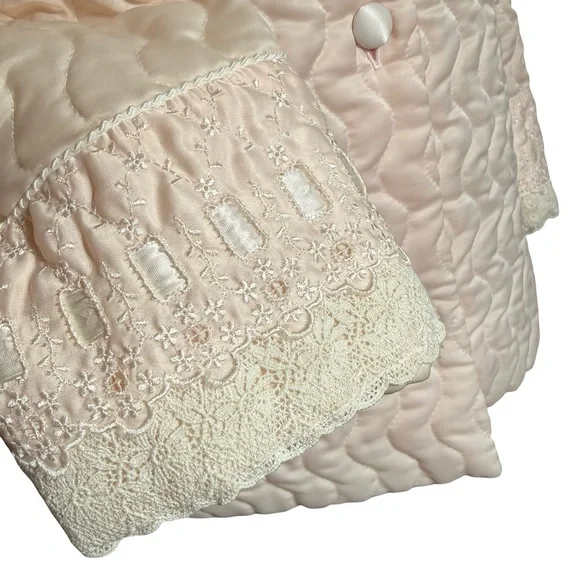 Vintage Christian Dior Quilted Satin Bed Jacket Romantic Coquette Regency - Picture 13 of 13